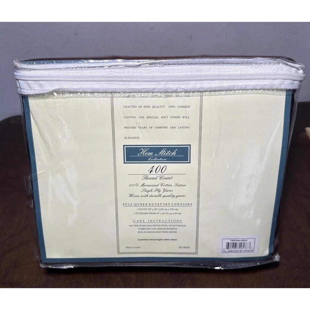 NEW 3 pc Full / Queen 400 Thread Count 100% Cotton Sateen Duvet & Sham Set Brown